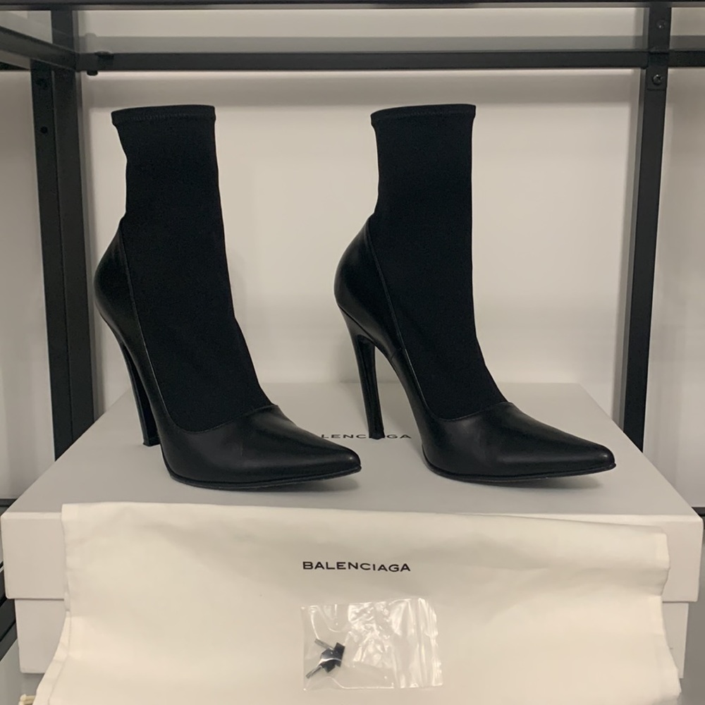 Balenciaga Black Pointed Toe Sock Boots